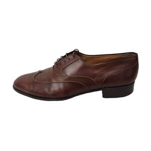 A Testoni Mens Dress Shoes Size 10 D Brown Leather Lace Up Pointed Toe